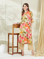 Cream Rayon A-Line Kurta thumbnail 1