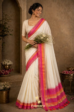Onam special  duel stripes saree thumbnail 1