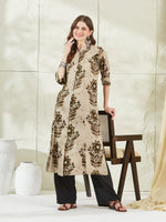 Cream Rayon A-Line Kurta Top thumbnail 3