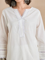 Pure Cotton Straight Fit White Kurti with Farshi Salwar thumbnail 4