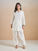 Pure Cotton Straight Fit White Kurti with Farshi Salwar thumbnail 6