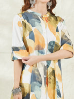 Aqua Green Rayon A-Line Kurta thumbnail 3