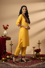 Woman Cotton Yellow Kurti-Pant Set thumbnail 1