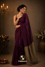 Wine Royalty khadi Cotton Saree thumbnail 4