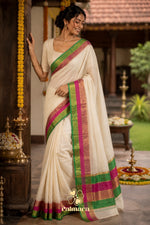 Paimara Onam special pink-green saree thumbnail 3