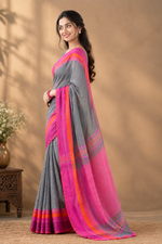 Paimara Stone Grey Bengal Pure Cotton Saree thumbnail 3
