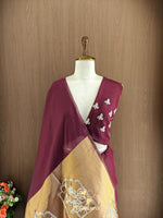 Wine maroon mul cotton saree thumbnail 4