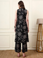 Black Boat Neck Sleeveless Rayon Co-ords Sets thumbnail 4