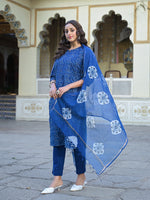Paimara Blue Kurta Pant with Dupatta thumbnail 4
