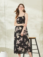 Black Rayon Shoulder Strap Midi Dress thumbnail 3
