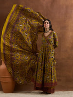 Mustard Yellow Floral Printed Kurta Set thumbnail 4