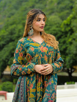 Dark Green Kurta Pant With Dupatta thumbnail 4