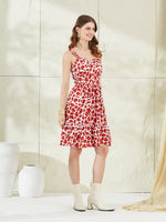 Red Cotton Shoulder Strap Midi Dress thumbnail 3
