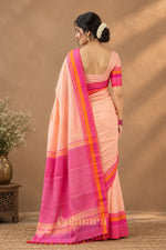 Paimara Peach Blush Bengal Pure Cotton Saree thumbnail 4