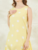 Yellow Rayon Polka Dots Midi Dress thumbnail 6
