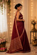 Nithya Maroon silk crape saree thumbnail 4