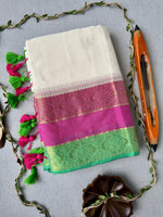 Paimara Onam special pink-green saree thumbnail 5