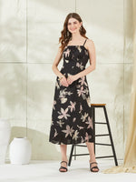 Black Rayon Shoulder Strap Midi Dress thumbnail 6