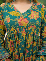 Dark Green Kurta Pant With Dupatta thumbnail 3