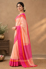 Paimara Peach Blush Bengal Pure Cotton Saree thumbnail 2