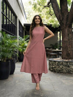 Peach Soft Cotton Solid Kurta Palazzo Set thumbnail 1