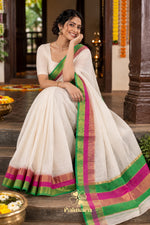 Paimara Onam special pink-green saree thumbnail 2