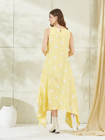Yellow Rayon Polka Dots Midi Dress thumbnail 2