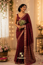 Nithya Maroon silk crape saree thumbnail 6