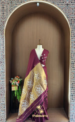 Wine maroon mul cotton saree thumbnail 7