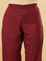Maroon Floral Print Cotton A-Line Kurta Sets With Dupatta thumbnail 6