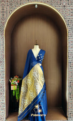 Royal Blue mul cotton saree thumbnail 6