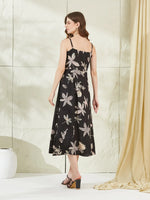 Black Rayon Shoulder Strap Midi Dress thumbnail 5