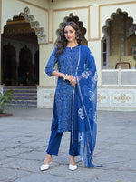 Paimara Blue Kurta Pant with Dupatta thumbnail 3
