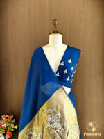 Royal Blue mul cotton saree thumbnail 5