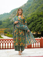 Dark Green Kurta Pant With Dupatta thumbnail 5