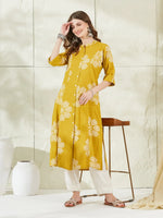 Mustard Rayon A-Line Kurta thumbnail 2