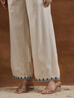 Paimara Neelkamal Ivory Blue Floral Cotton Flex A-Line Kurta Palazzo Set thumbnail 5