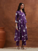 Purple Anarkali Kurta With Pants thumbnail 3
