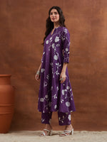 Purple Anarkali Kurta With Pants thumbnail 2