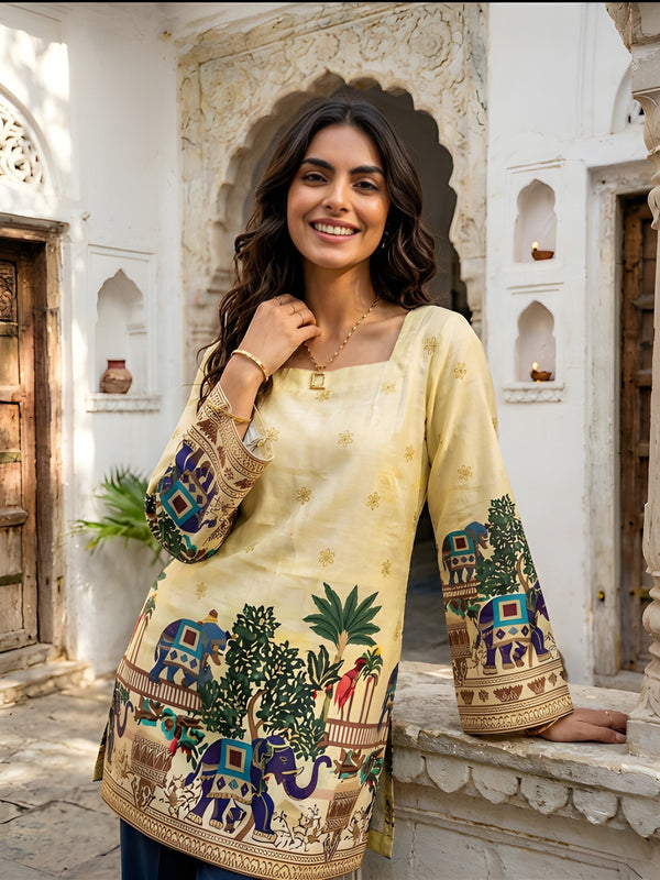Women's Off-White Cotton Kalamkari