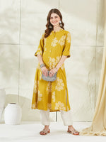 Mustard Rayon A-Line Kurta thumbnail 3