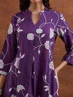 Purple Anarkali Kurta With Pants thumbnail 6