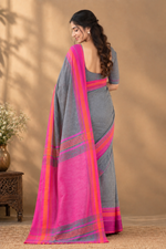 Paimara Stone Grey Bengal Pure Cotton Saree thumbnail 2