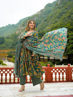 Dark Green Kurta Pant With Dupatta thumbnail 2