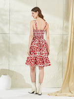 Red Cotton Shoulder Strap Midi Dress thumbnail 6