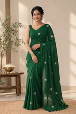Green khadi cotton saree thumbnail 3