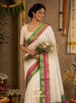 Paimara Onam special pink-green saree thumbnail 1