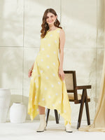 Yellow Rayon Polka Dots Midi Dress thumbnail 5
