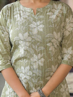 Paimara Olive Green Kurta Pant with Dupatta thumbnail 3