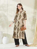 Cream Rayon A-Line Kurta Top thumbnail 2